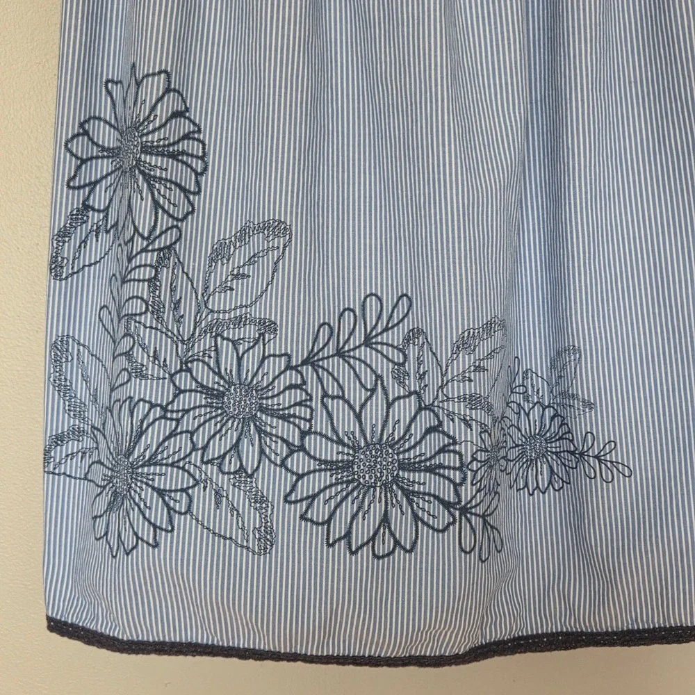 Mossimo Y2K Smocked Dress Size M Blue Striped Strapless Floral Cottagecore Rodeo
